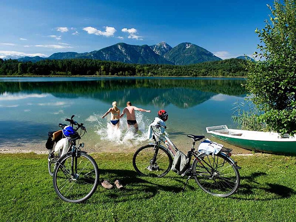 Radtour in Kärnten mit Abkühlung im See