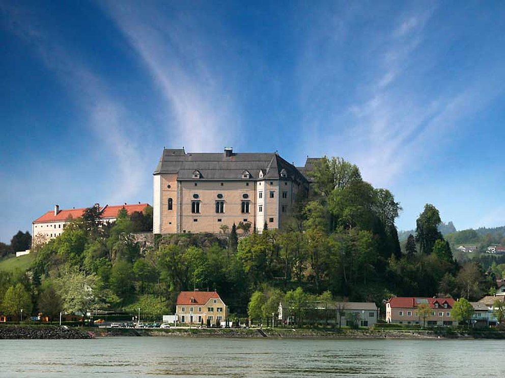 Blick auf Schloss Greinburg an der Donau