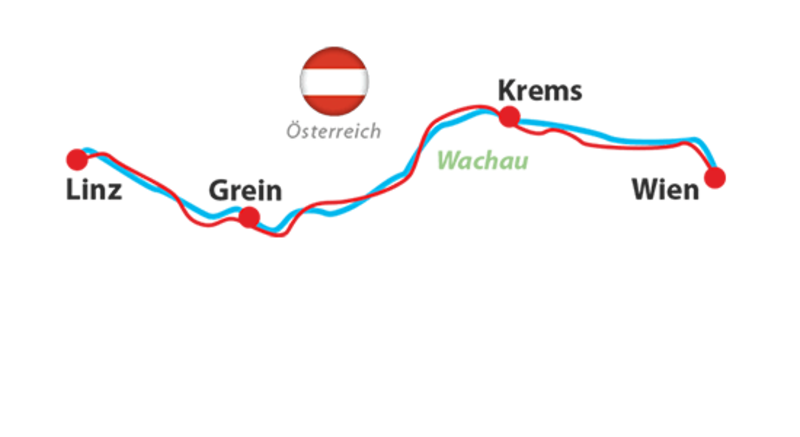 Karte zum Tourenverlauf am Donauradweg