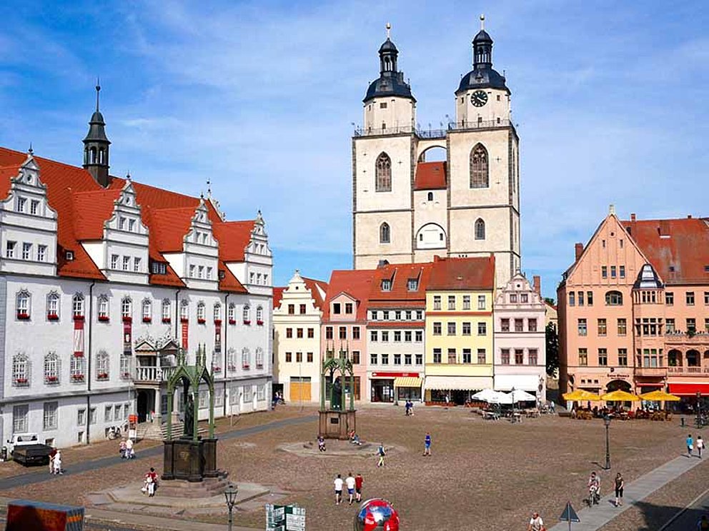 Markt mit Rathaus in Wittenberg