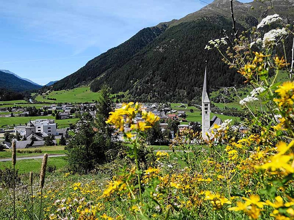 view of the village of Zernez in Switzerland