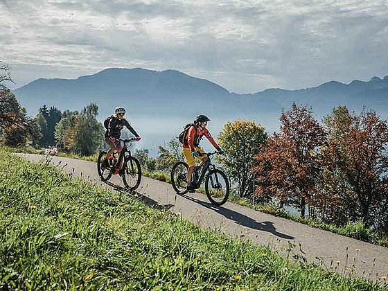 zwei Mountainbiker auf dem Berg über Bad Ischl