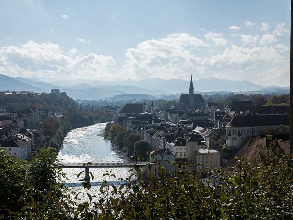 Das historische Stadtensemble von Steyr am gleichnamigen Fluss
