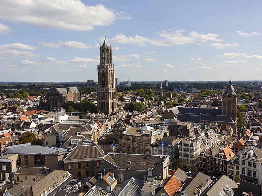 Panoramaaufnahme von oben von der Stadt Utrecht in Holland