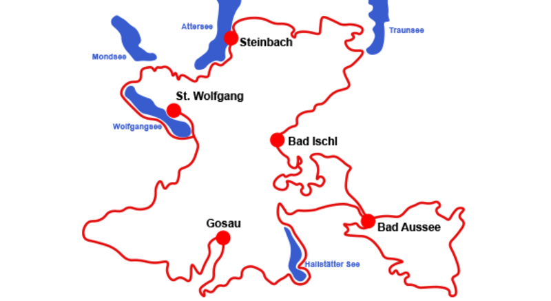 Karte zum Tourenverlauf des Salzkammergut Berge-Seen-eTrails
