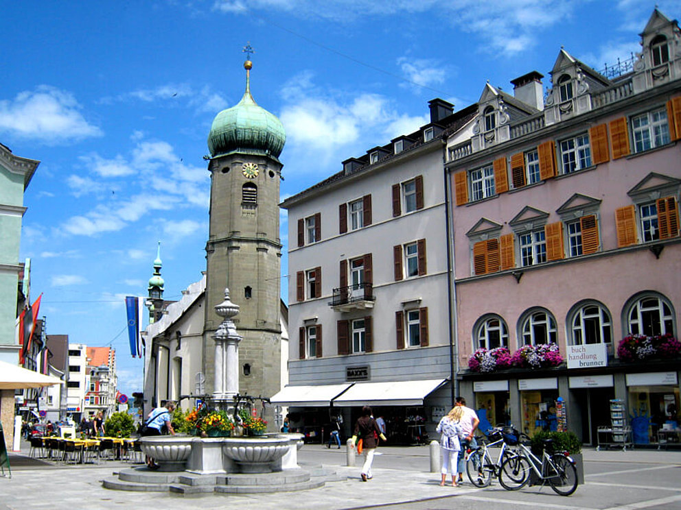 main square of Bregenz with church 