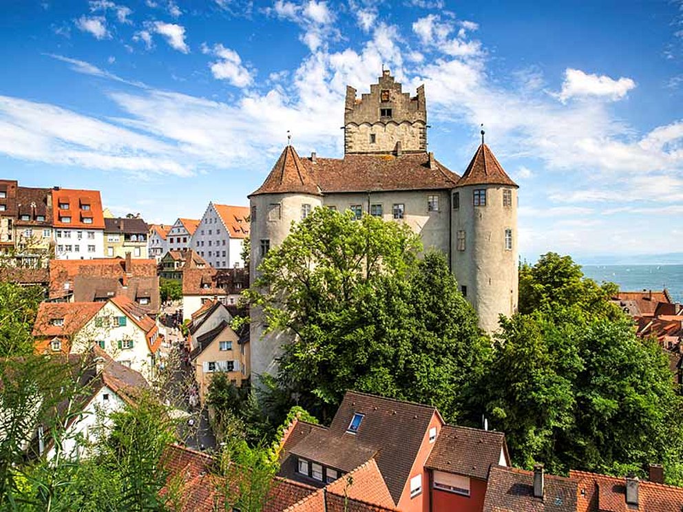 old castle at Meersburg high above the roofs of the town