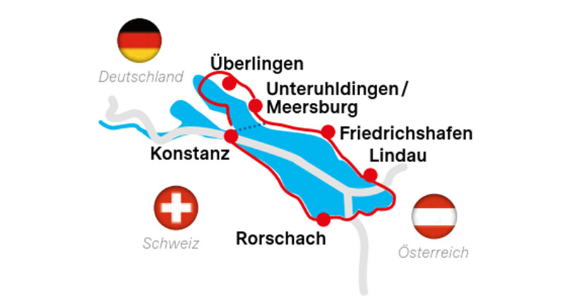 Karte Bodenseeradweg für Familien