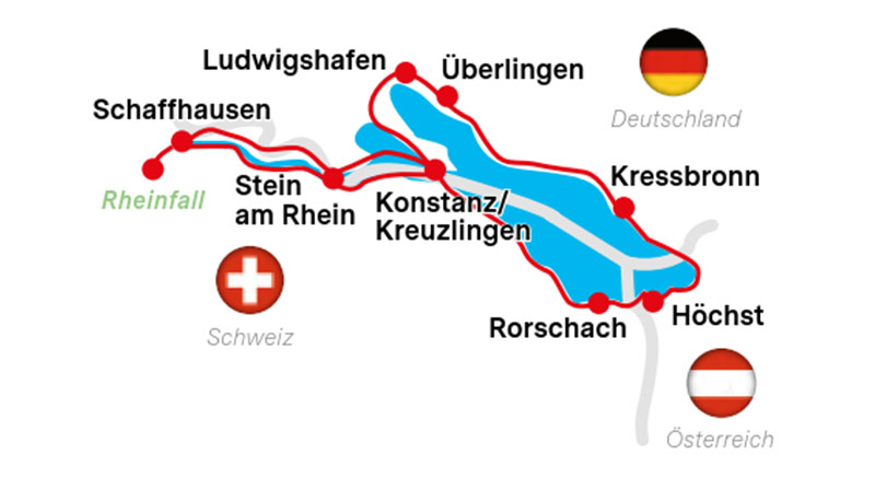 Karte Bodenseeradweg Klassische Tour
