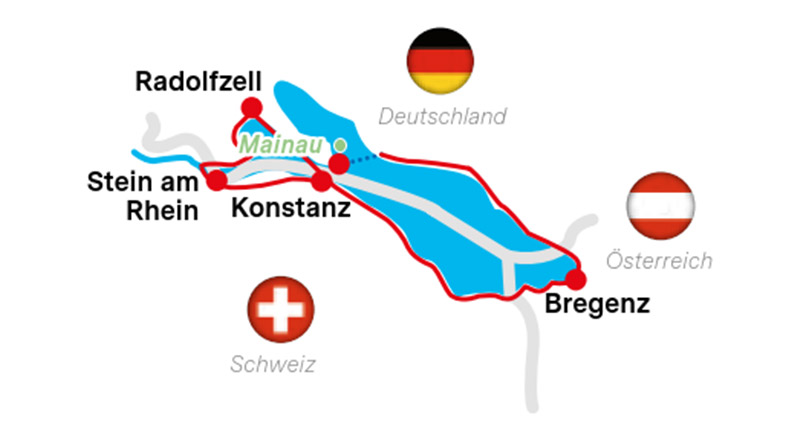 Karte Bodenseeradweg Sportliche Tour