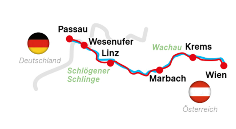 Karte Donauradweg Schnäppchentour
