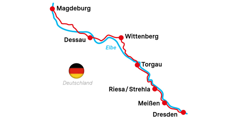 Karte Elberadweg Dresden-Magdeburg