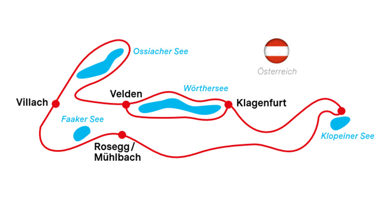 Karte Radweg in Kärnten, Kurzradtour