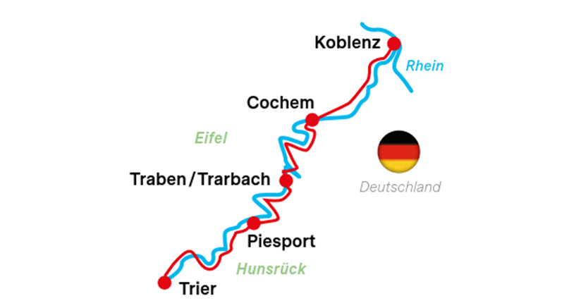 Karte Moselradweg Schnäppchentour