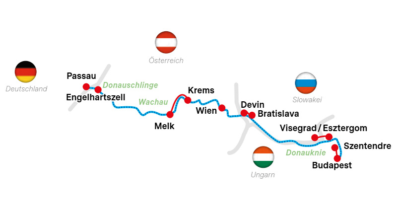 Karte Rad-und Schiffreise Donauwalzer