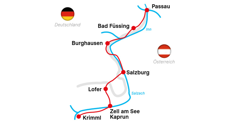 Karte Tauernradweg, Schnäppchentour