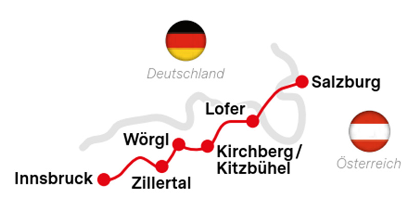 Karte Radtour Trans Austria, Innsbruck-Salzburg