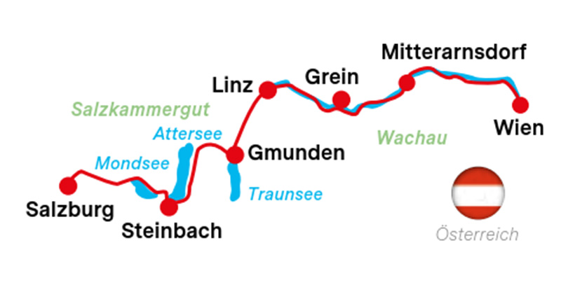 Karte Radtour Trans Austria, Salzburg-Wien