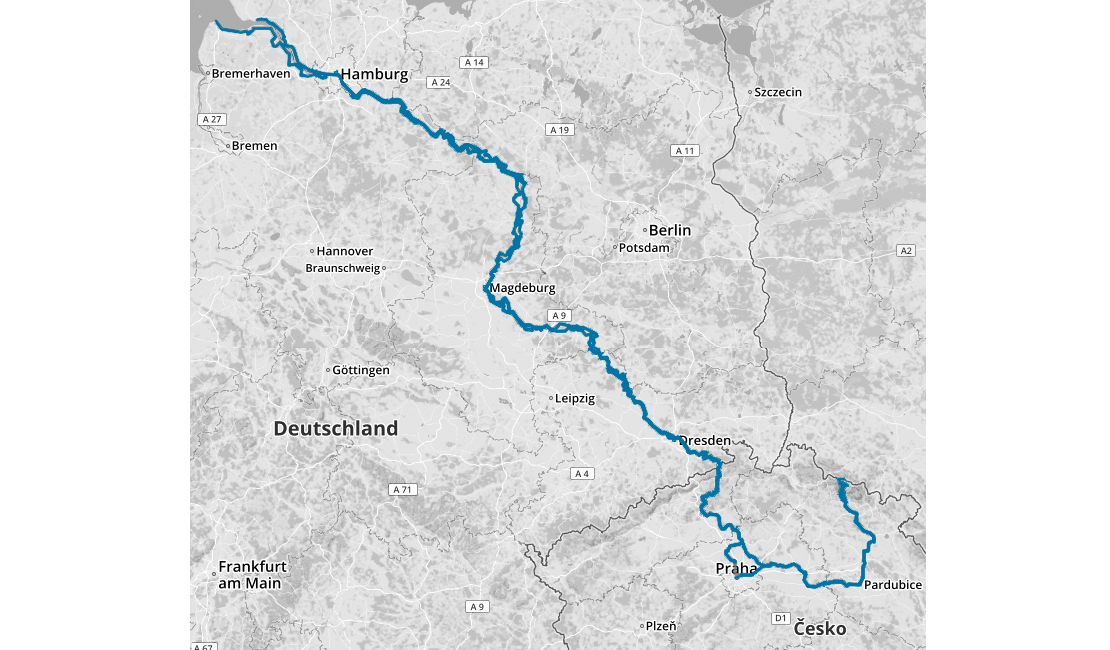 Flussverlauf der Elbe in Deutschland